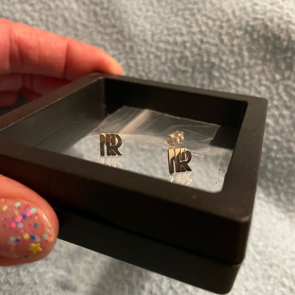 NR intertwined initial earrings